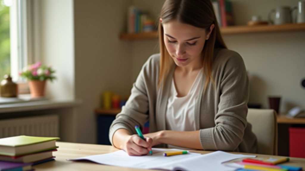 Tutor using different teaching materials and visual aids with student